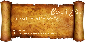 Csuvár Árpád névjegykártya